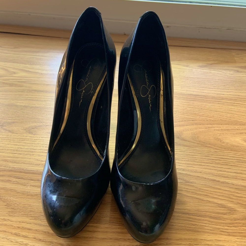 Jessica Simpson patent black heels, 7
